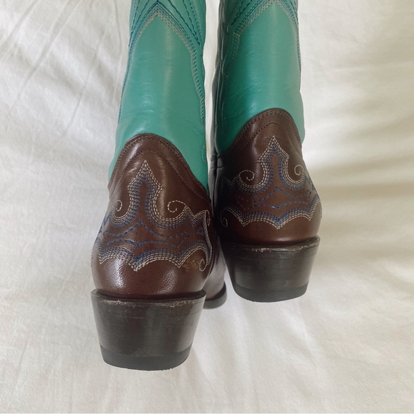 Team West Vintage Turquoise Cowboy Boots - Picture 2 of 9
